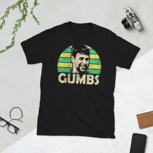 Black tshirt featuring Eden Gumbs silhouette graphic in front of a sunburst design in team colors