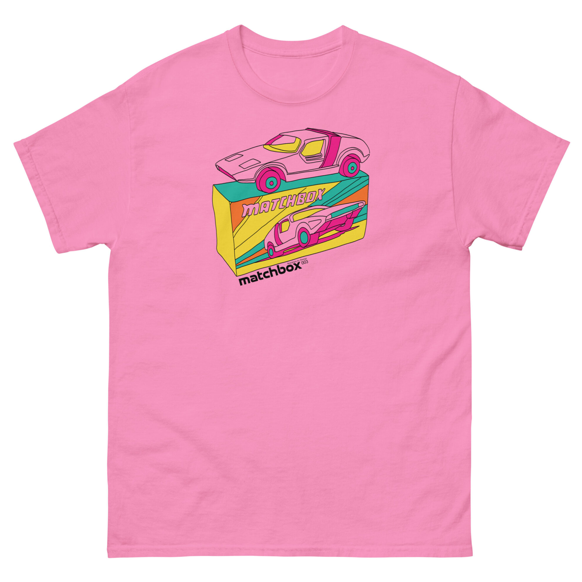 Pink retro matchbox car t-shirt by Nostalgia by Design for Football Stadium Prints