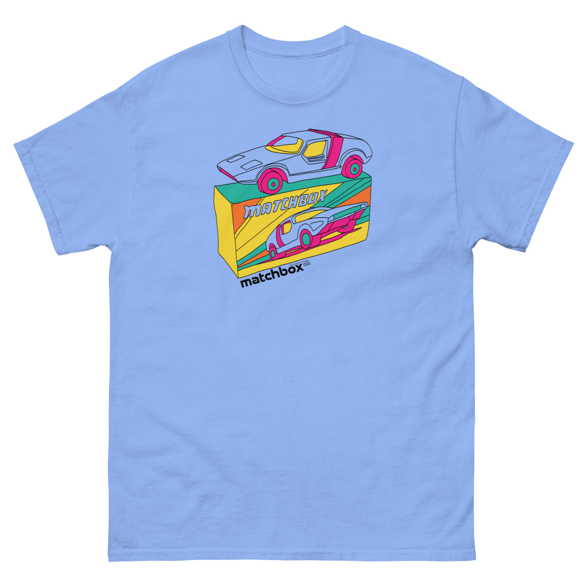 Blue retro matchbox car t-shirt by Nostalgia by Design for Football Stadium Prints