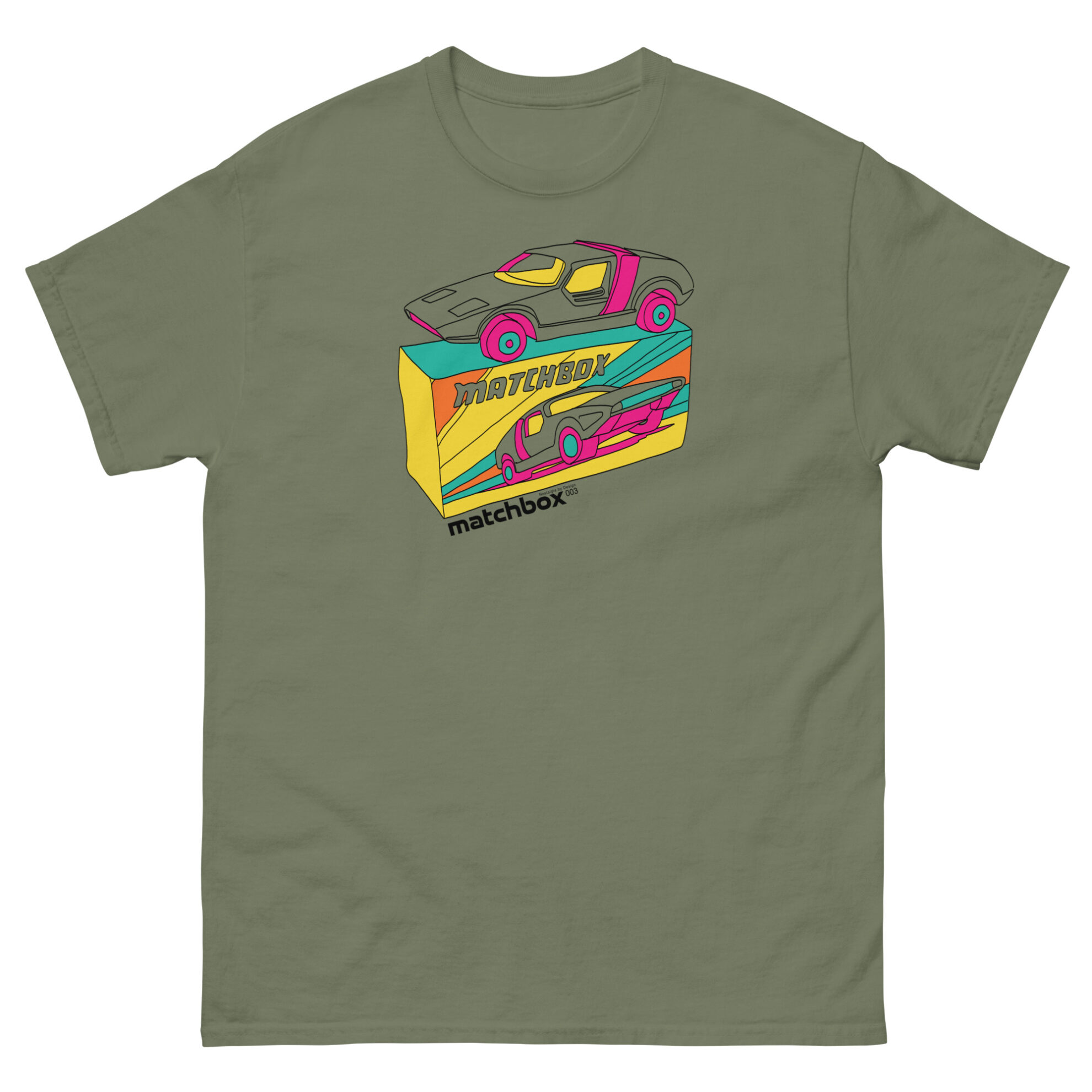 Military green retro matchbox car t-shirt by Nostalgia by Design for Football Stadium Prints