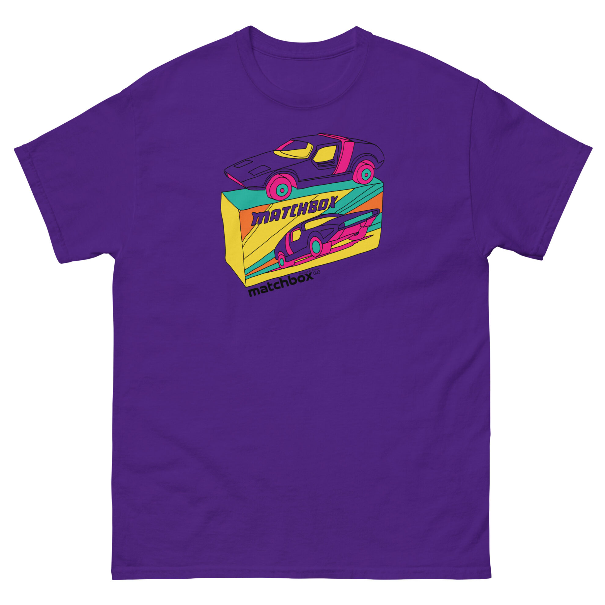 Purple retro matchbox car t-shirt by Nostalgia by Design for Football Stadium Prints