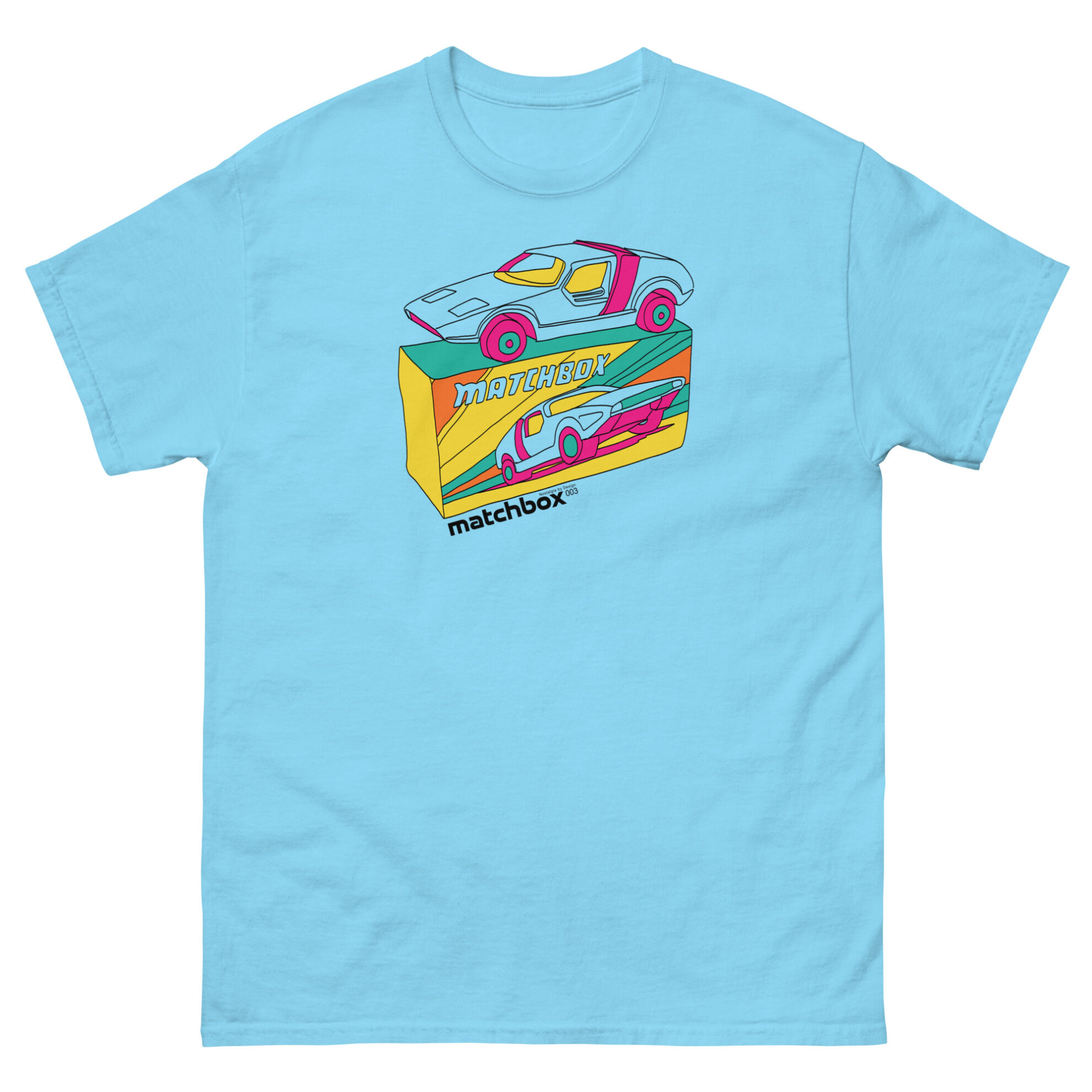 Sky blue retro matchbox car t-shirt by Nostalgia by Design for Football Stadium Prints