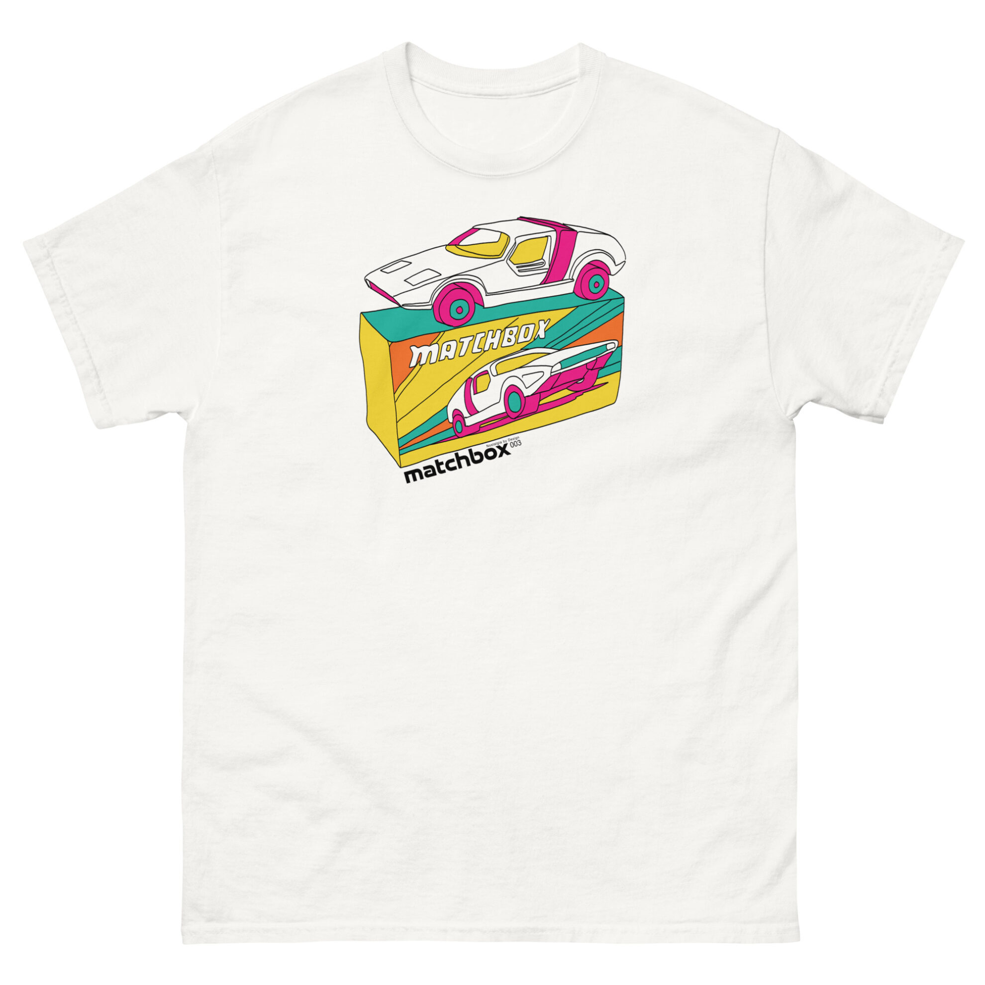 White retro matchbox car t-shirt by Nostalgia by Design for Football Stadium Prints