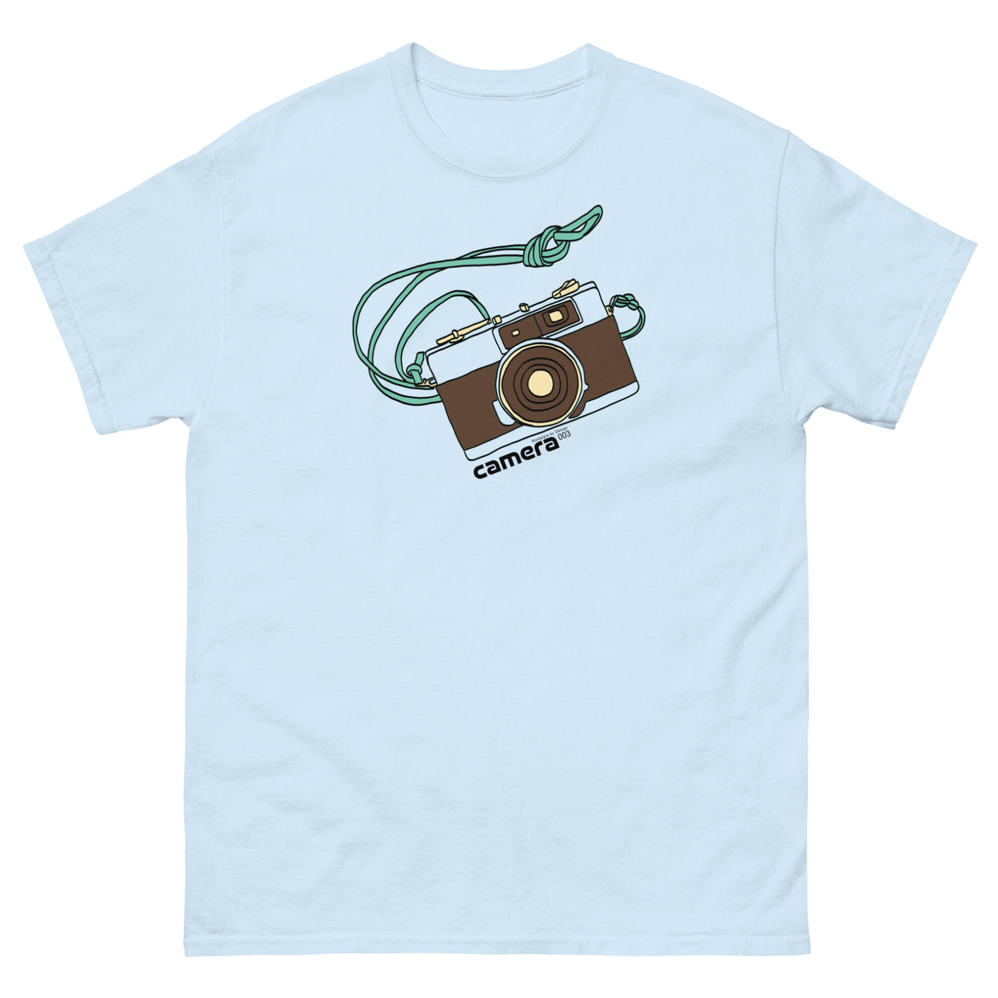 Light blue Retro Camera T-Shirt by Nostalgia by Design for Football Stadium Prints