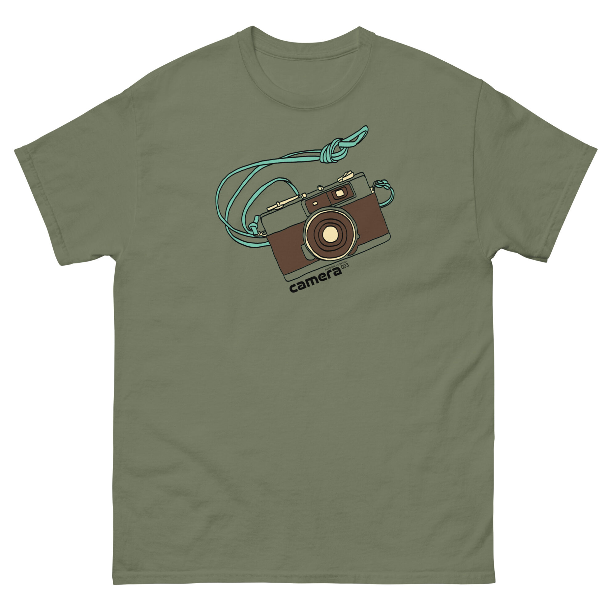 Military green Retro Camera T-Shirt by Nostalgia by Design for Football Stadium Prints