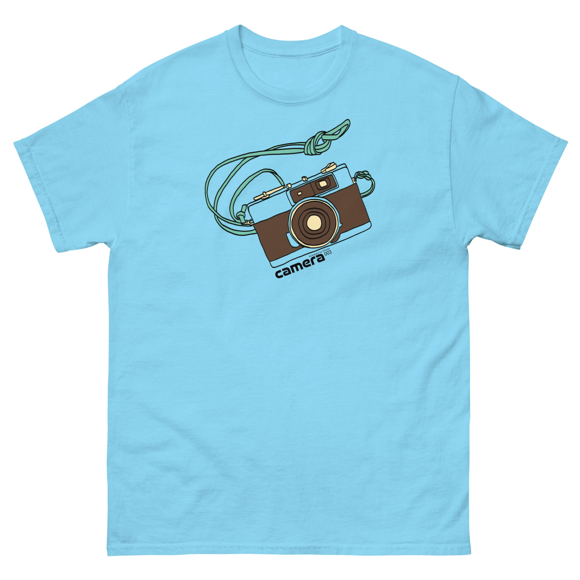Sky blue Retro Camera T-Shirt by Nostalgia by Design for Football Stadium Prints