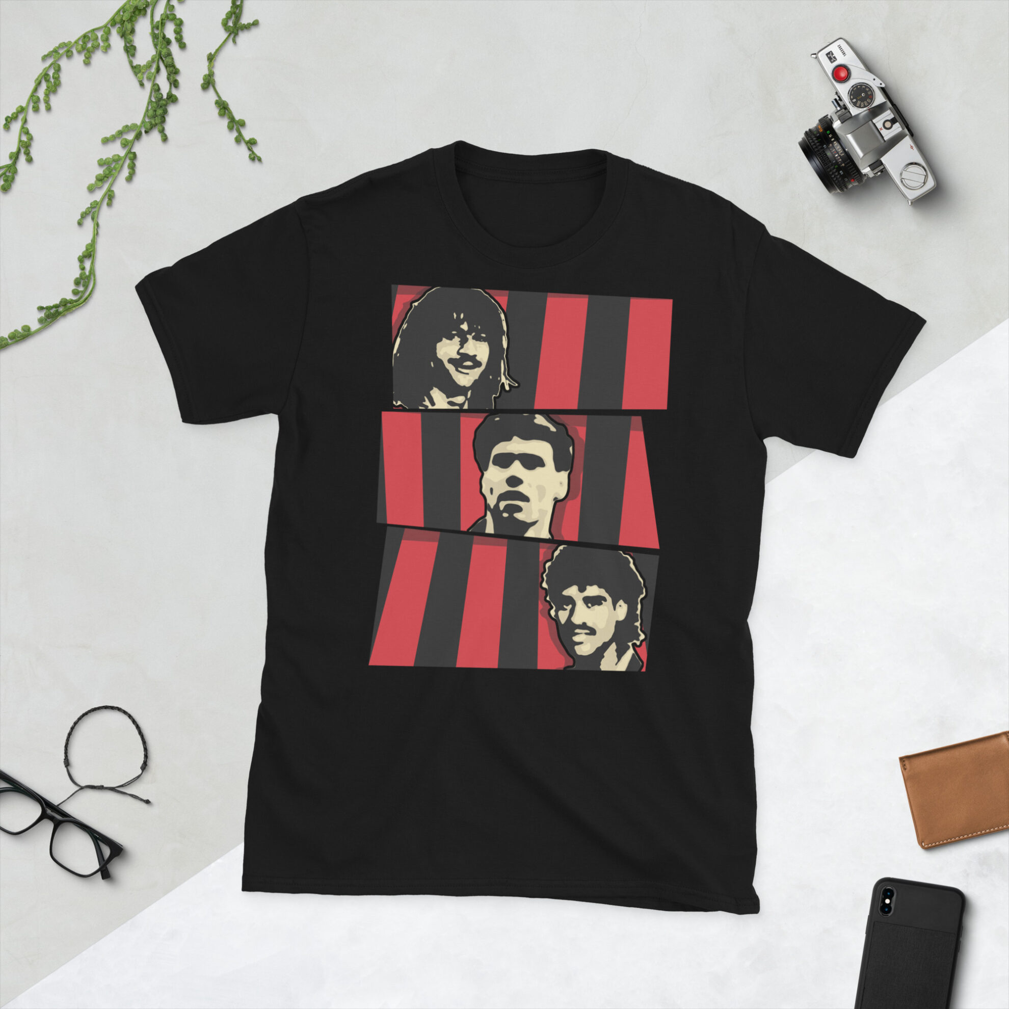 Black AC Milan T-Shirt of the Dutch Masters Ruud Gullit, Marco van Basten and Frank Rijkaard