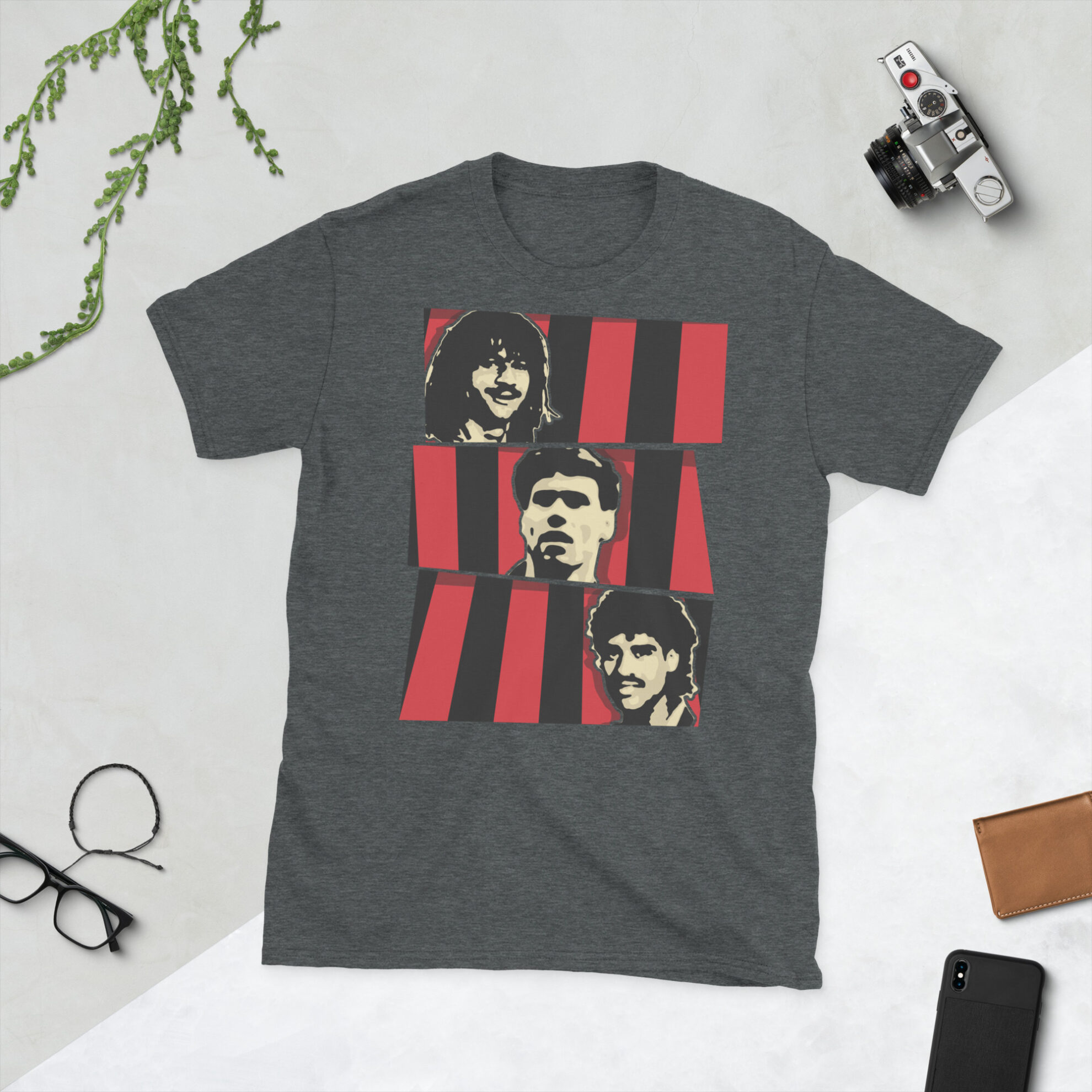 Heather AC Milan T-Shirt of the Dutch Masters Ruud Gullit, Marco van Basten and Frank Rijkaard