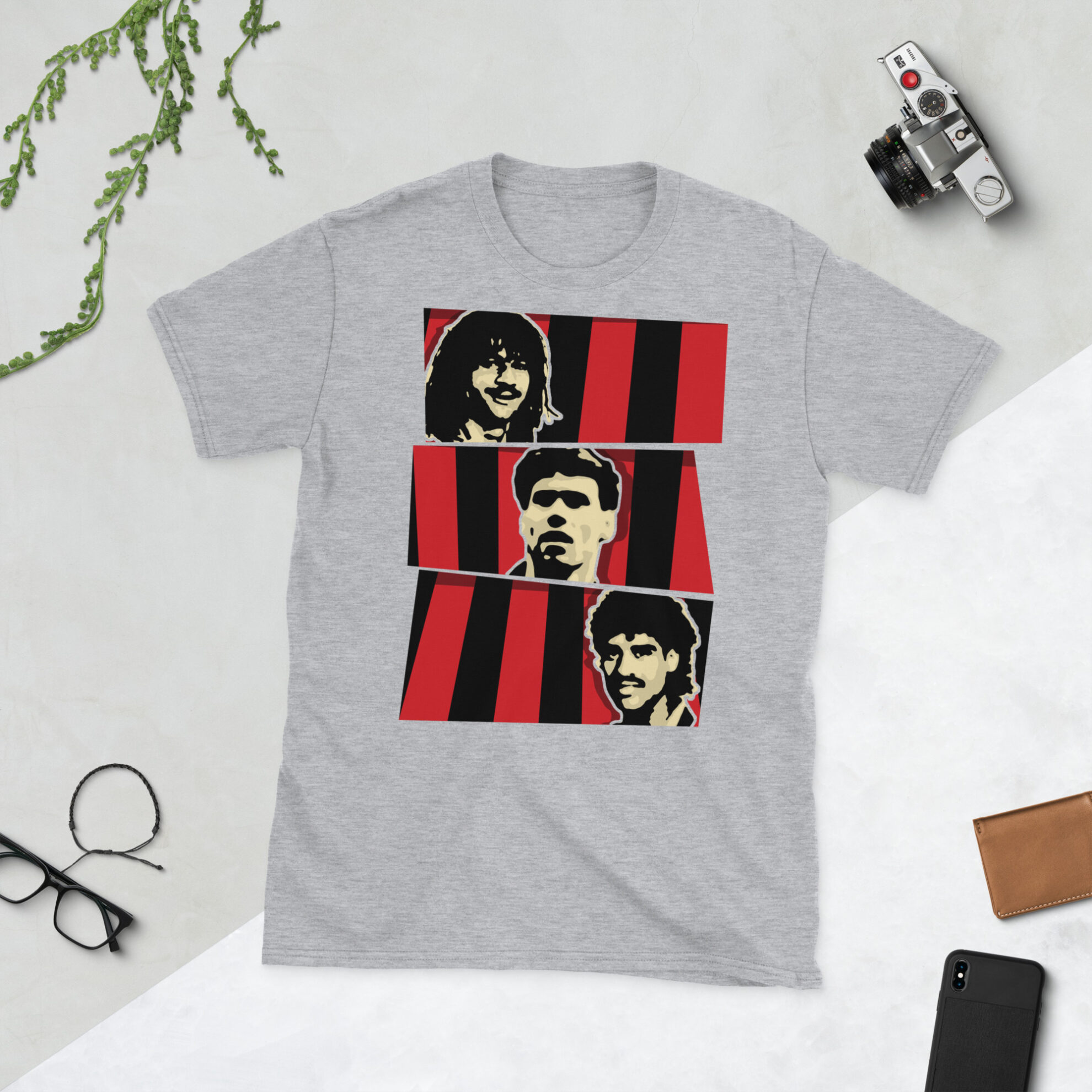 Grey AC Milan T-Shirt of the Dutch Masters Ruud Gullit, Marco van Basten and Frank Rijkaard
