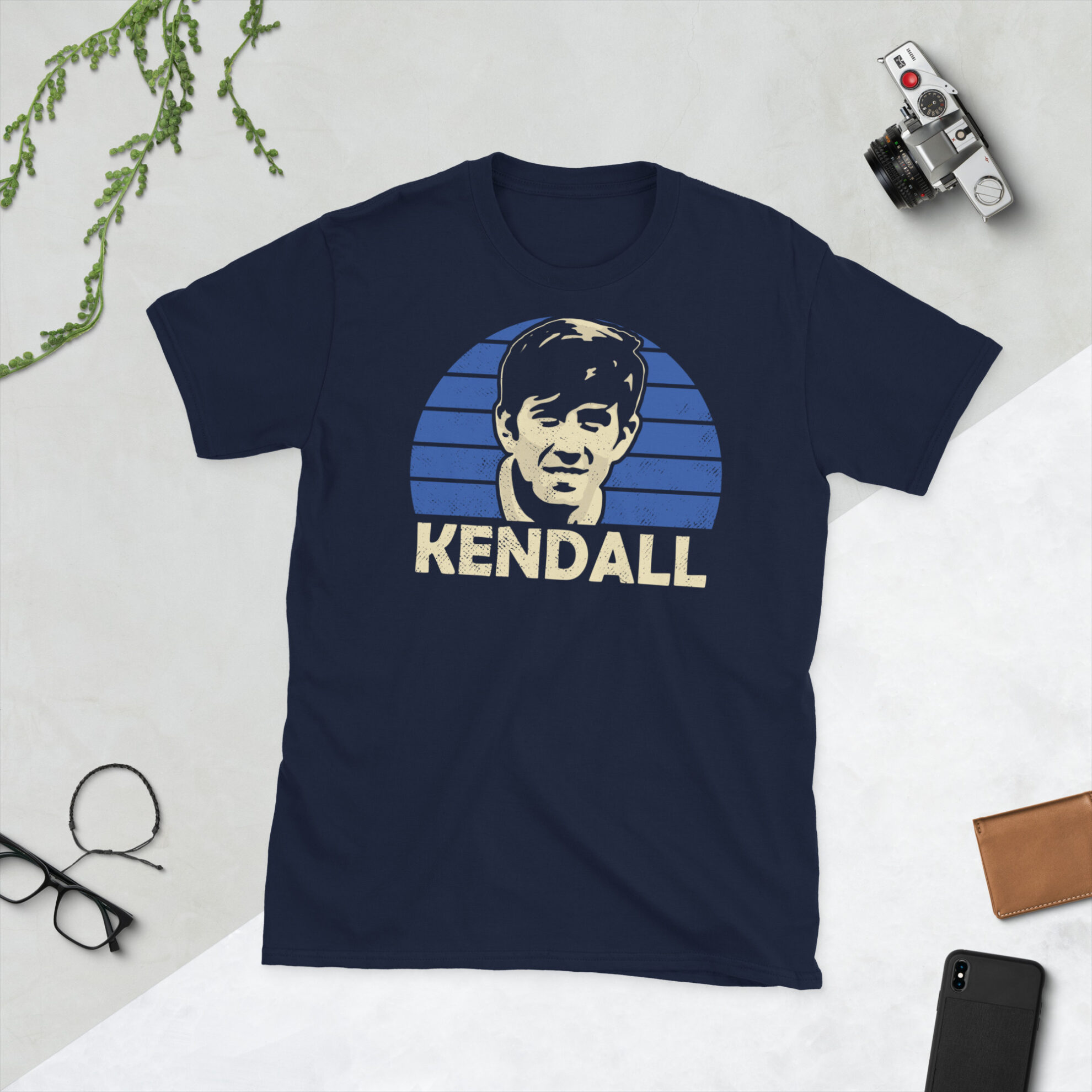 A navy Howard Kendall Everton FC t-shirt featuring a blue sunburst design and the word "KENDALL" printed prominently in bold.