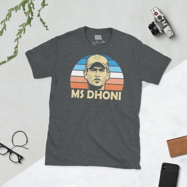 MS Dhoni blue sunburst cricket t-shirt