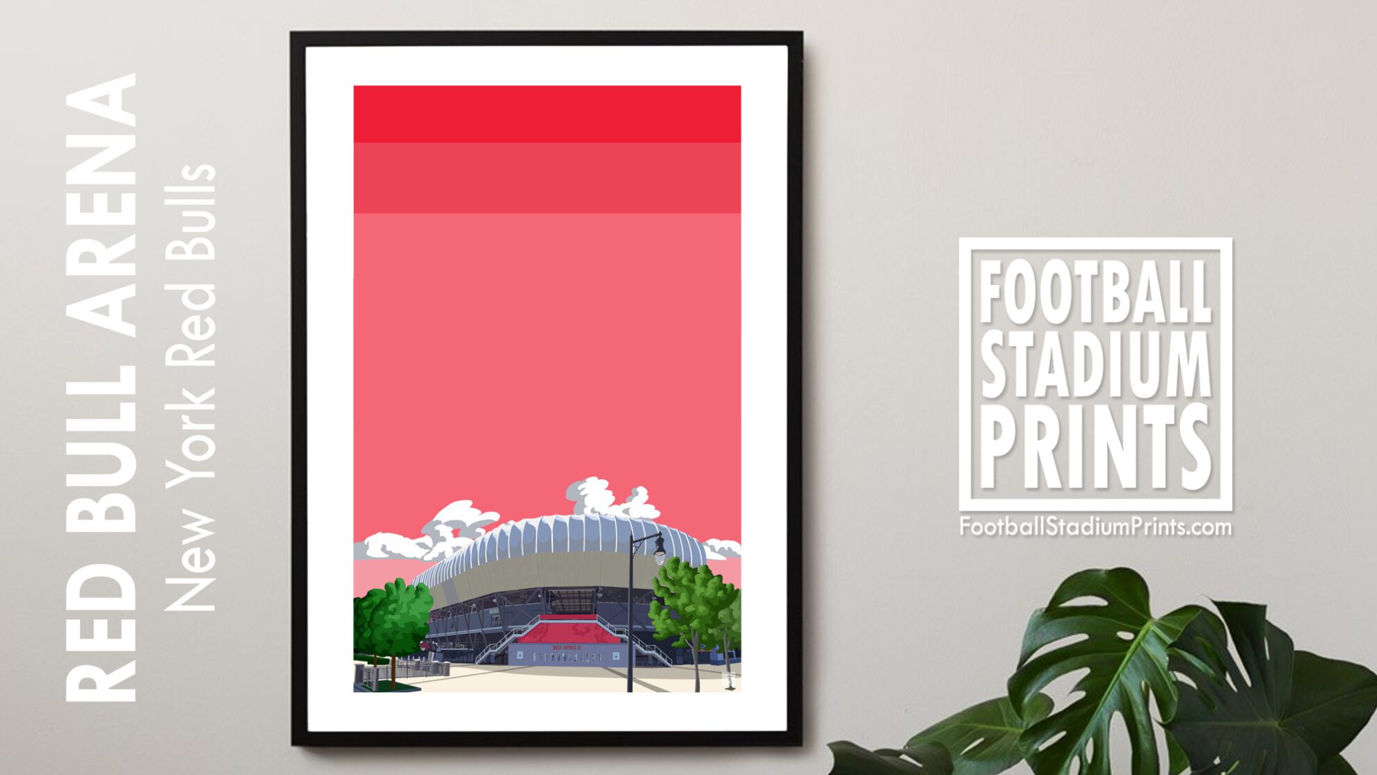 A framed print of the Red Bull Arena, home to the New York Red Bulls