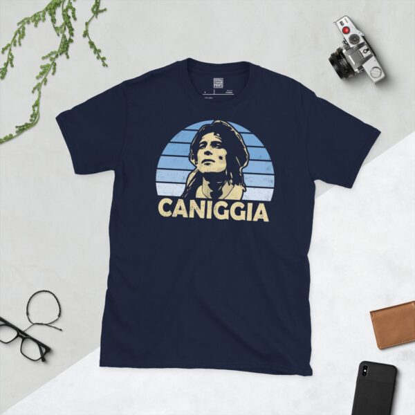 Navy T-Shirt: Claudio Caniggia Argentina T-Shirt in Navy – Light Blue Sunburst Design with CANIGGIA Lettering