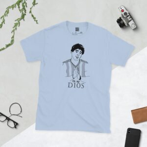 Diego Maradona Argentina T-Shirt in Baby Blue – Line Art of Maradona Praying with "Oh My D10S" Text