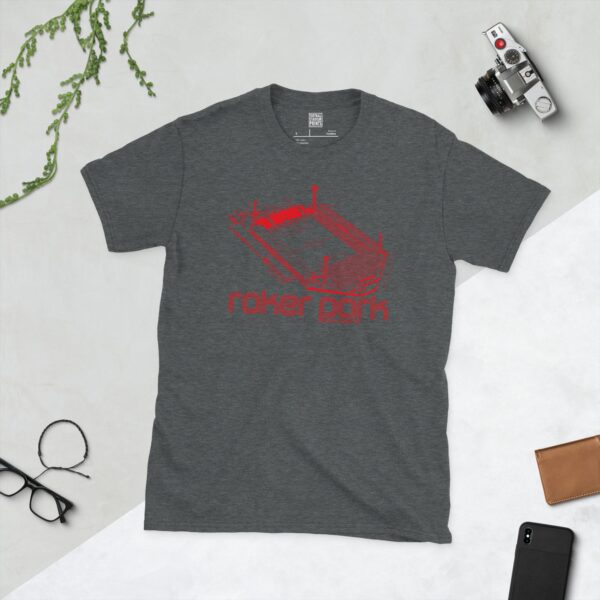 Roker Park Sunderland AFC T-Shirt in Dark Heather – Isometric Stadium Graphic with Triple-Line "ROKER PARK" Text