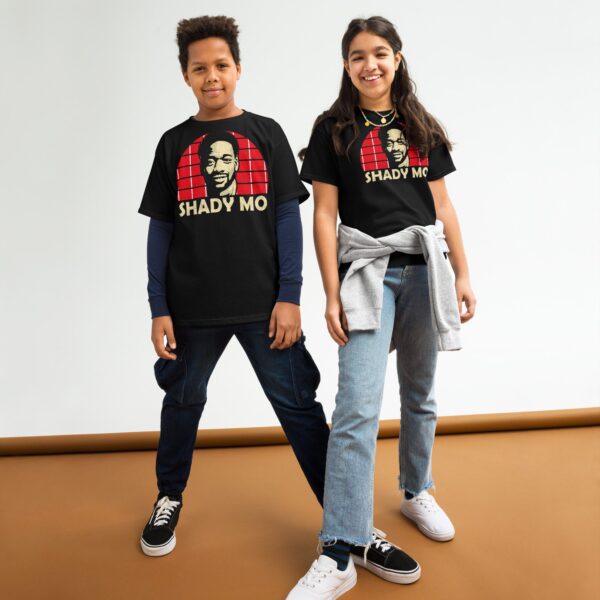 Two kids wearing Black Shayden Morris Aberdeen FC Kids T-Shirt – "SHADY MO" Design with Size Guide