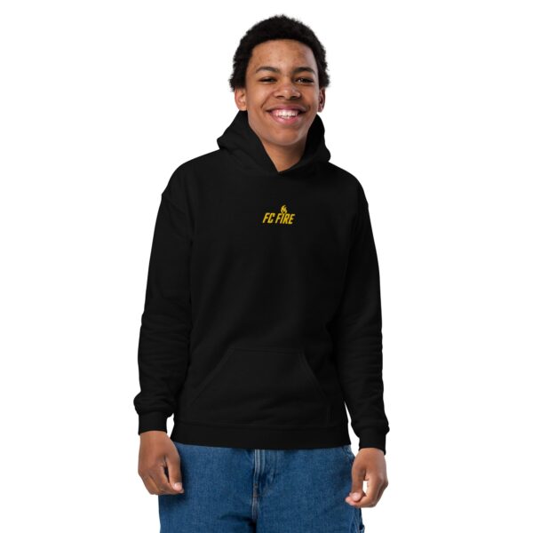 Black FC Fire embroidered football hoodie for juniors - premium UK streetwear