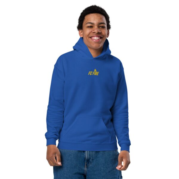 Royal blue premium football hoodie for teens - FC Fire embroidered streetwear