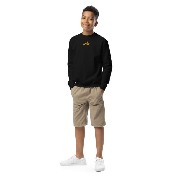 Black FC Fire youth football sweatshirt with embroidered logo – UK-made crewneck for juniors