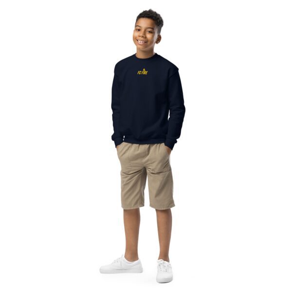 Navy FC Fire youth football sweatshirt with embroidered logo – UK-made crewneck for juniors
