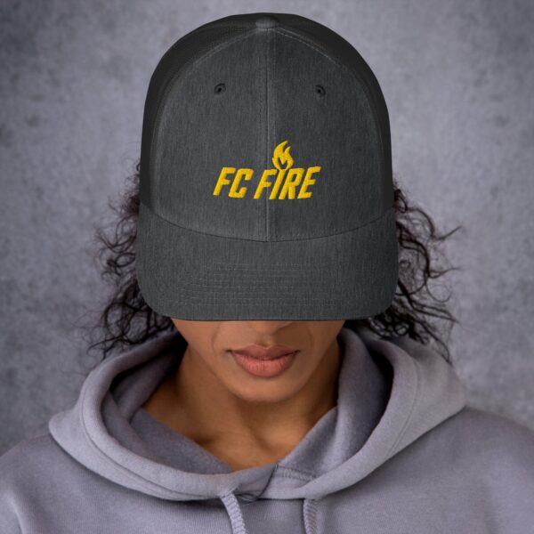 FC Fire Retro Trucker Hat – Gold Embroidered Logo | Multiple Colours - Image 8
