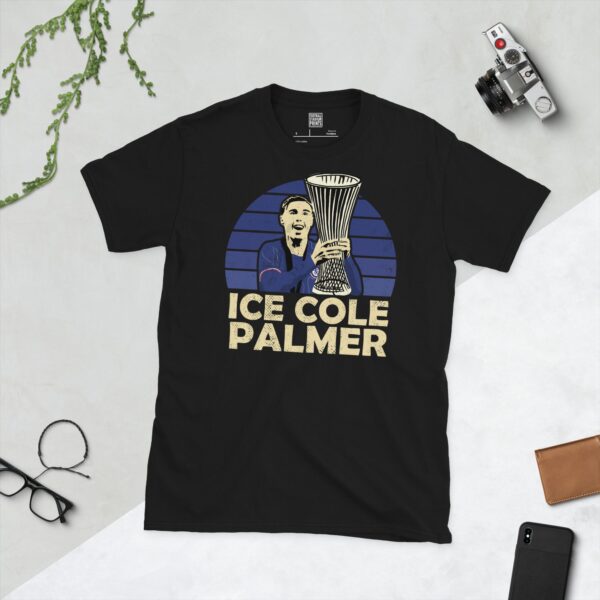 Cole Palmer Chelsea Trophy Lift T-Shirt in Black – 2025 UECL Final with "Ice Cole Palmer" Text
