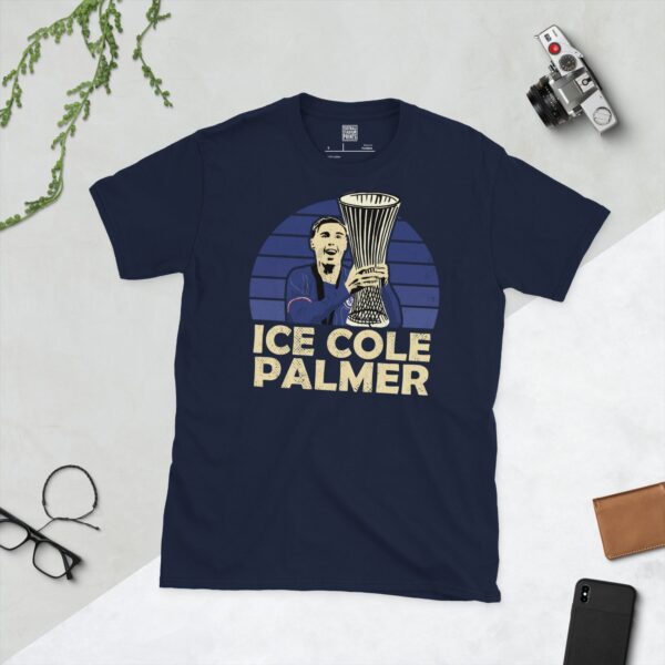 Cole Palmer Chelsea Trophy Lift T-Shirt in Navy – 2025 UECL Final with "Ice Cole Palmer" Text