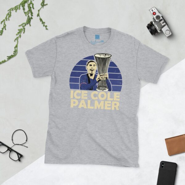 Cole Palmer Chelsea Trophy Lift T-Shirt in Sports Grey – 2025 UECL Final with "Ice Cole Palmer" Text