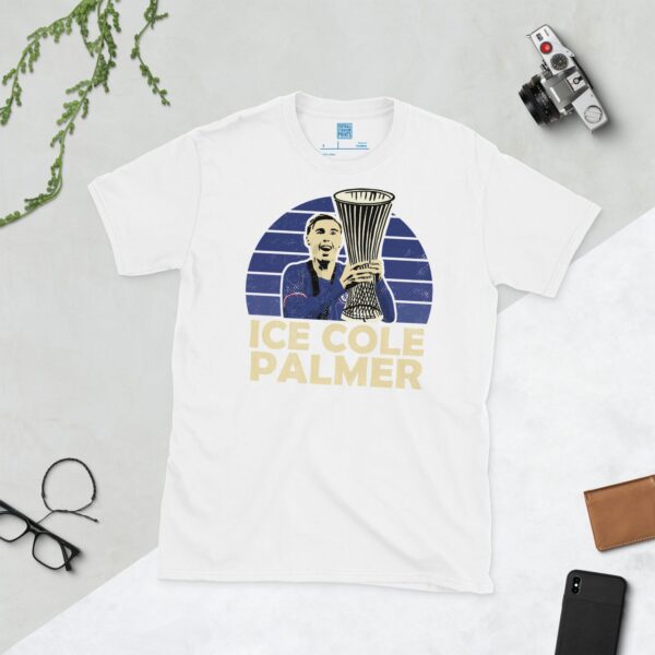 Cole Palmer Chelsea Trophy Lift T-Shirt in White – 2025 UECL Final with "Ice Cole Palmer" Text