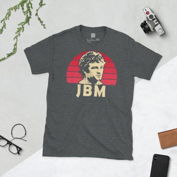 Jimmy Barry-Murphy Cork GAA T-Shirt in Dark Heather – Red Sunburst with JBM Lettering