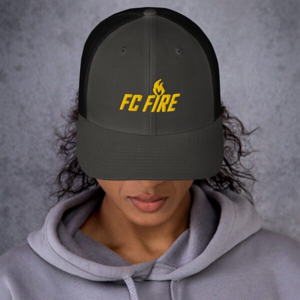 FC Fire Retro Trucker Hat – Gold Embroidered Logo | Multiple Colours - Image 7
