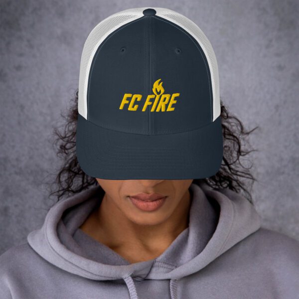 FC Fire Retro Trucker Hat – Gold Embroidered Logo | Multiple Colours - Image 6