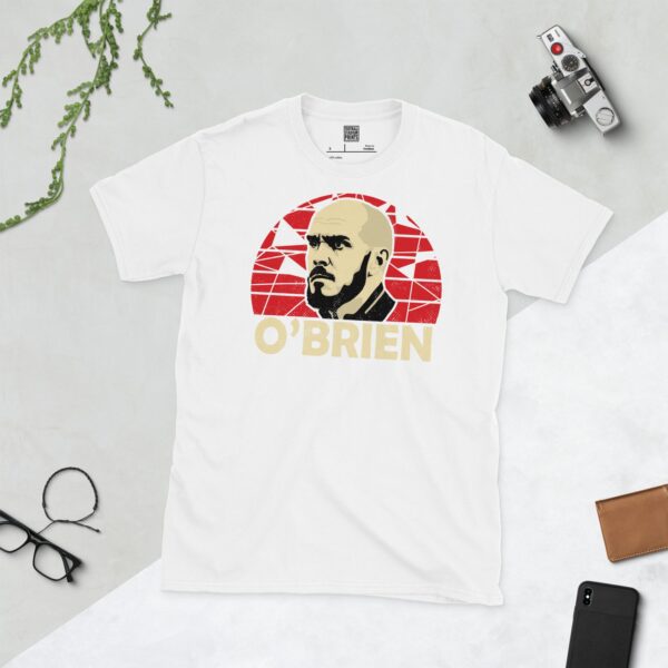 A white Joey O'Brien T-shirt featuring a red sunburst design with "O'BRIEN" written under the main graphic.