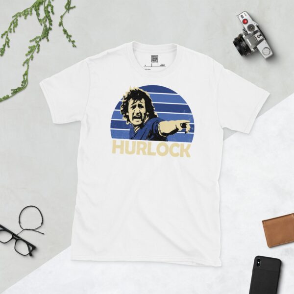 Show your Millwall pride in this white Terry Hurlock T-shirt. It features a blue sunburst design with "HURLOCK" written under the main graphic.