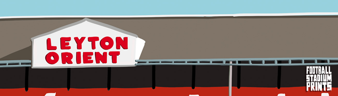 Leyton Orient Brisbane Road stadium illustration for t-shirt and print category banner.