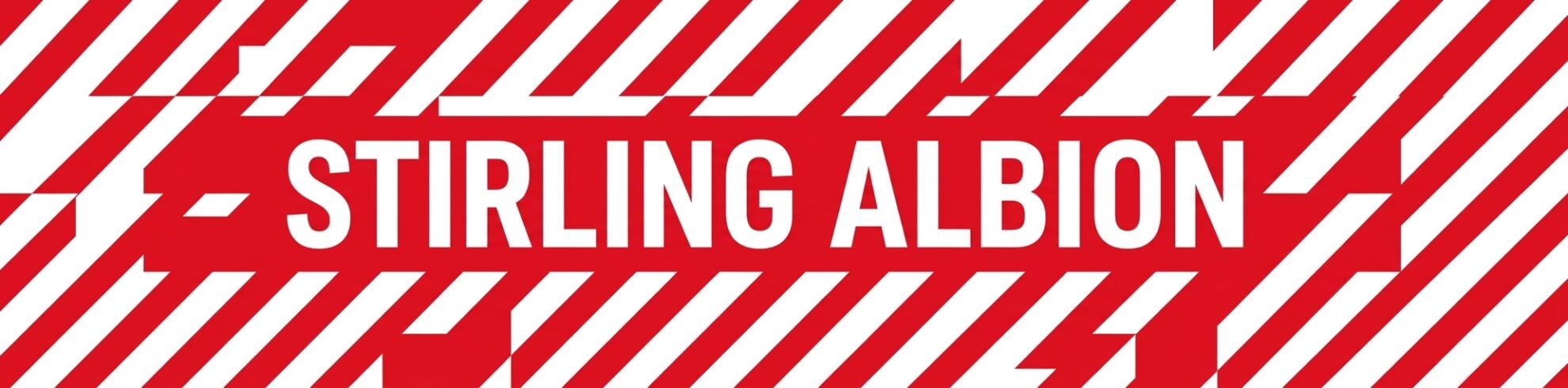 Stirling Albion category banner featuring red and white kit colors for club legend t-shirts and stadium prints.